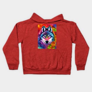 Colorful Wolf Face Kids Hoodie